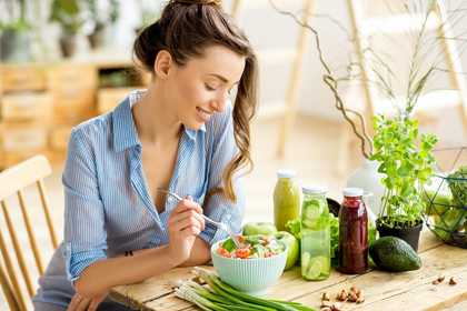 woman eating healthy snack